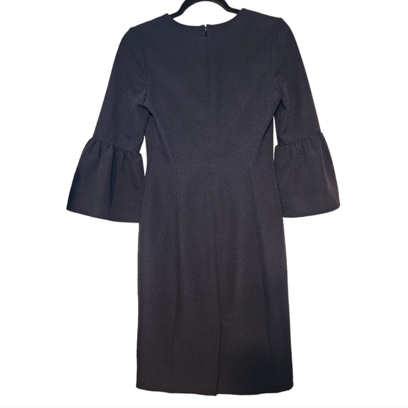 Emerson Rose Navy Blue V-Neck Bell Sleeve Sheath Knee Length Dress Size 2 Career - Picture 3 of 7